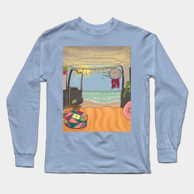 Camper Van Life - at the beach Long Sleeve T-Shirt by Ethereal Designs